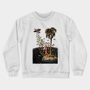 Airplane Drops Money on Desert Island Crewneck Sweatshirt